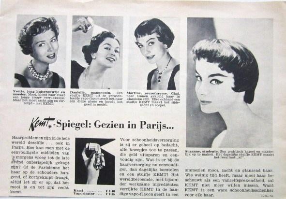 60+ vintage advertenties reclames kapper haren 1935-57 Kemt, Ophalen of Verzenden, Gebruikt