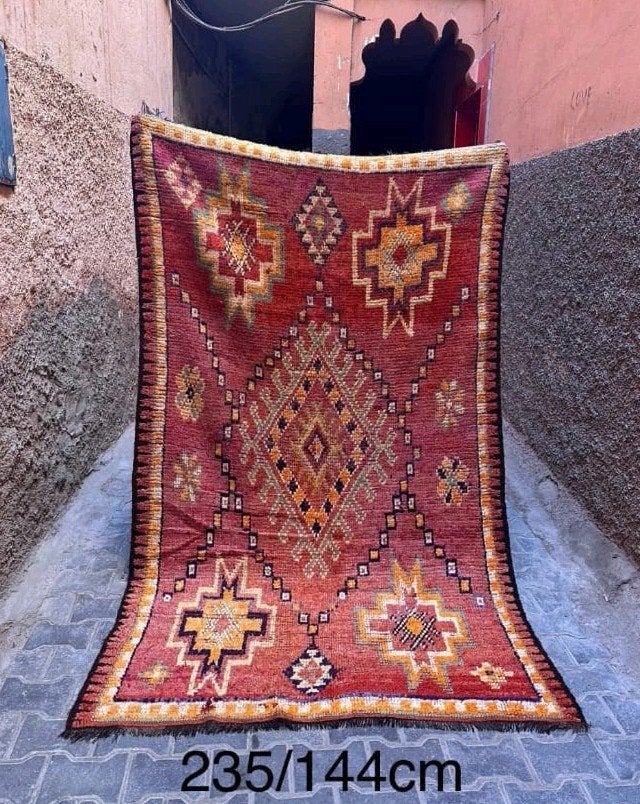 Vintage Marokkaans Berber vloerkleed, handgemaakt, Huis en Inrichting, Stoffering | Tapijten en Kleden, Gebruikt, 100 tot 150 cm