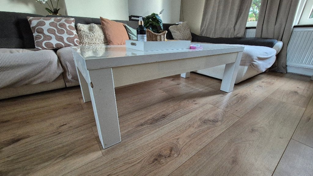 salon tafel wit, Ophalen, Gebruikt, 100 tot 150 cm, Hard hout
