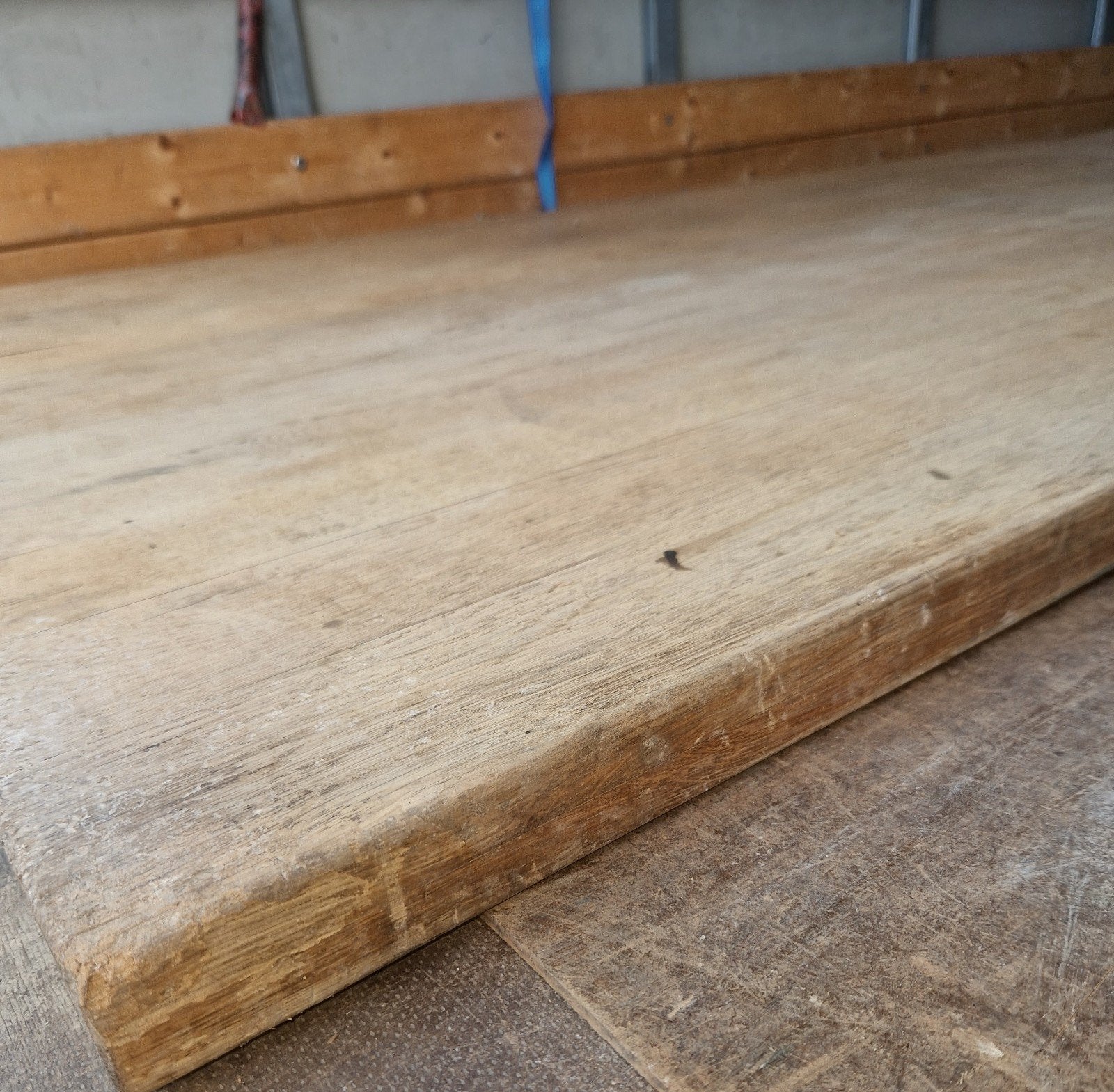 Oud Brocant Massief Eiken Tafelblad - 302x102x4 cm, Ophalen