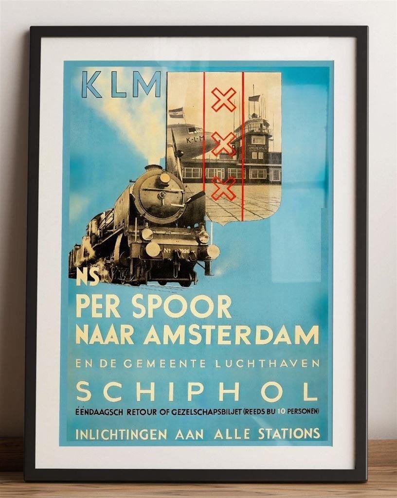 KLM de NEDERLANDSE SPOORWEGEN NS Poster, Verzenden, Nieuw, Trein, Overige typen