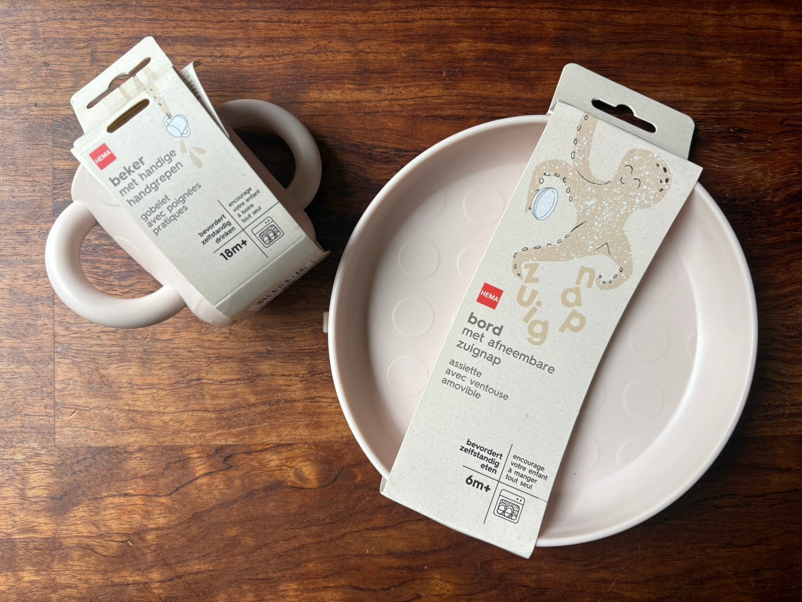 HEMA baby servies set: bord en beker, Ophalen of Verzenden, Nieuw, Drinkbeker