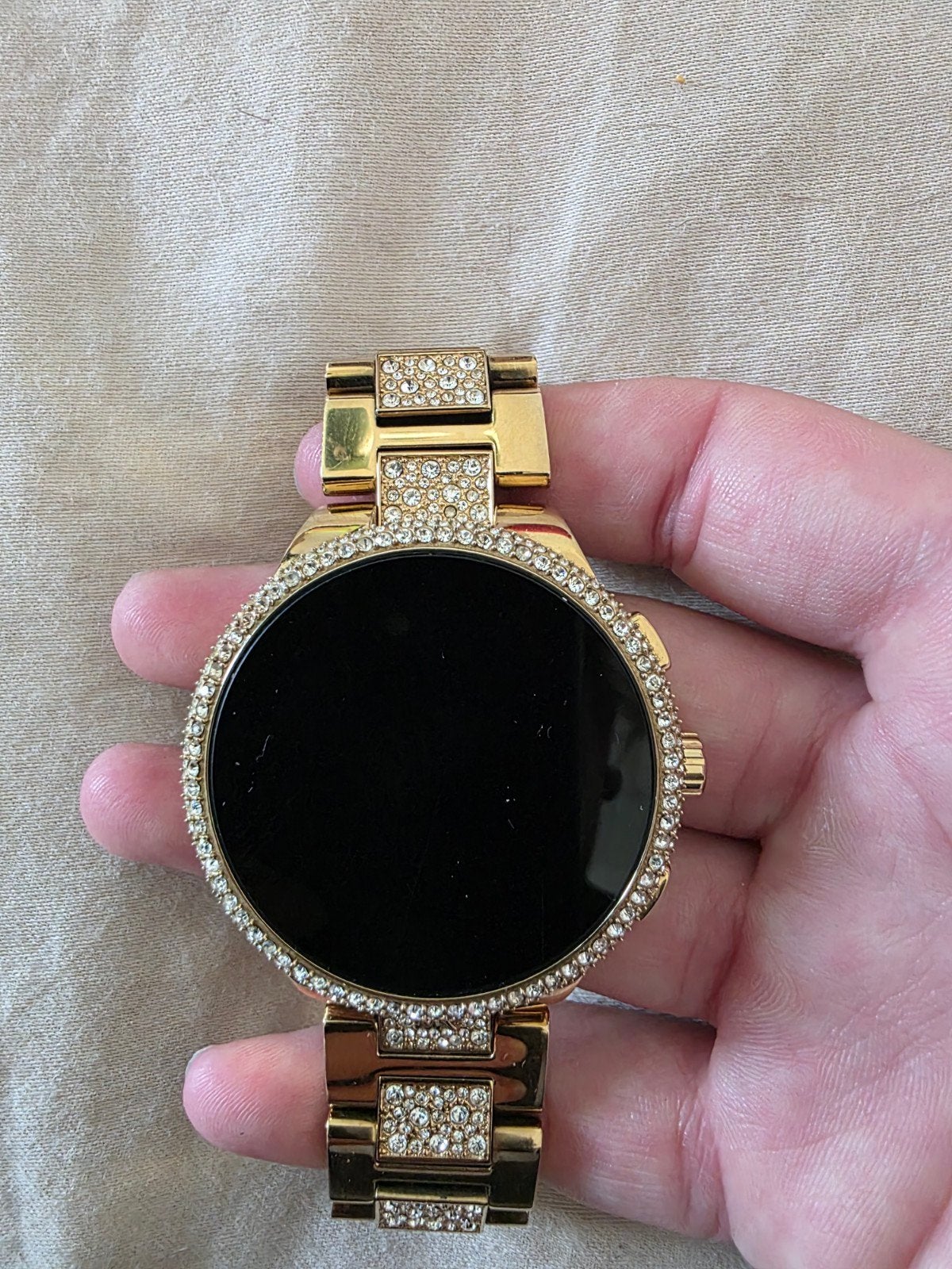 Michael Kors Access Smartwatch Goud met Strass, Gebruikt, Stappen, Michael Kors, Ophalen of Verzenden