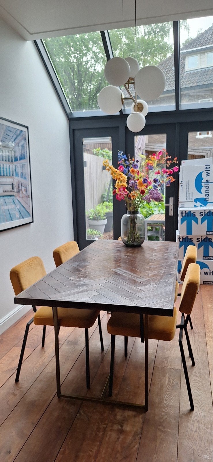 Dutchbone Class Eettafel Visgraat, Ophalen, Gebruikt, 50 tot 100 cm, Vijf personen of meer