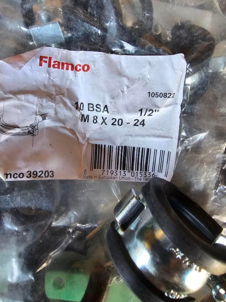 Flamco 10 BSA 1/2" M8 X 20-24 buisklemmen (17 stuks), Doe-het-zelf en Verbouw, Ophalen of Verzenden