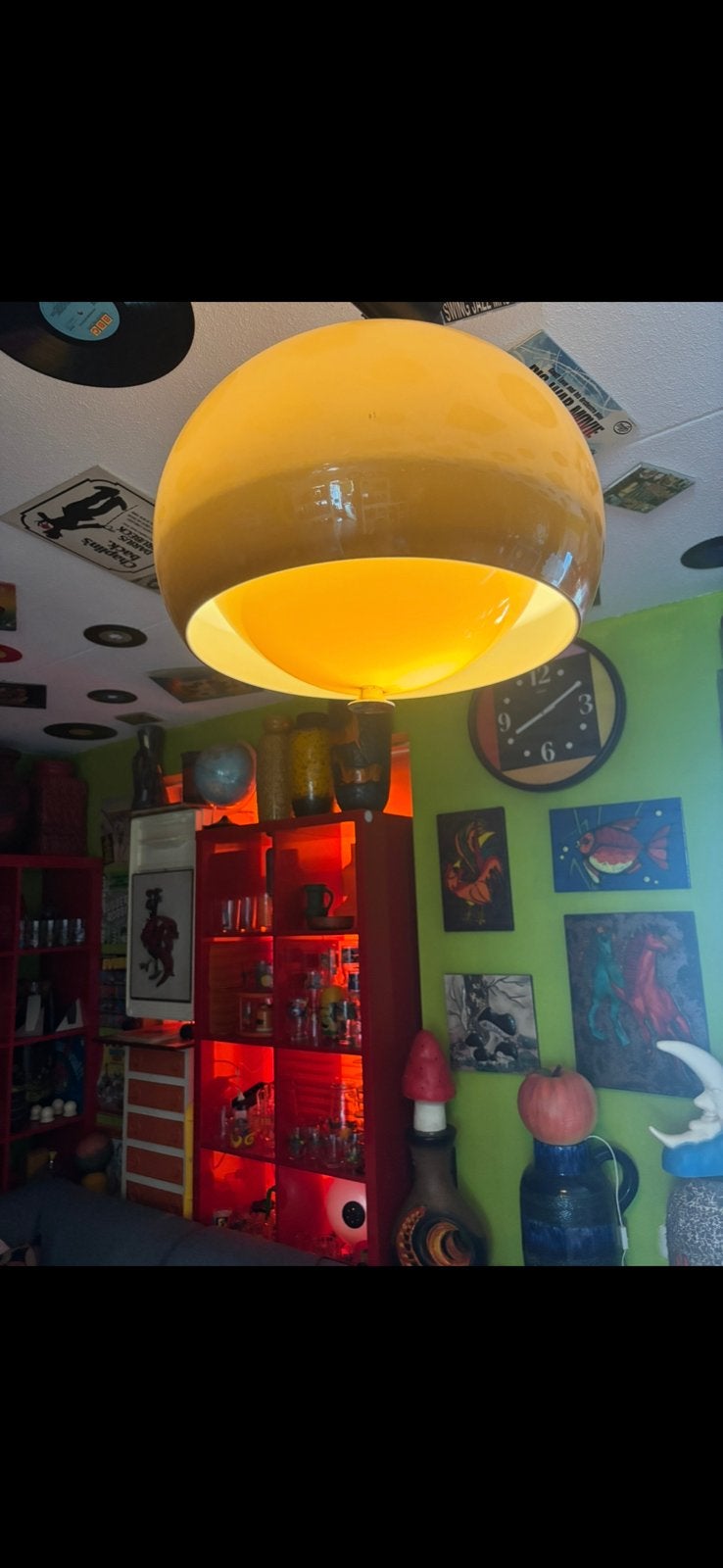 Retro space age mushroom hanglamp, Ophalen, Gebruikt
