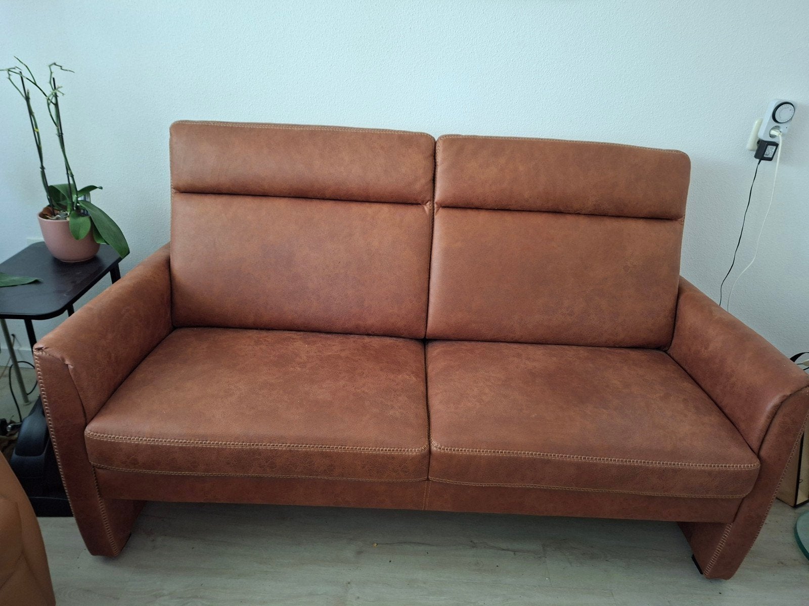 Senioren Comfortabele tweezitsbank bruin stof, Huis en Inrichting, 150 tot 200 cm, Tweepersoons, 75 tot 100 cm, Ophalen of Verzenden