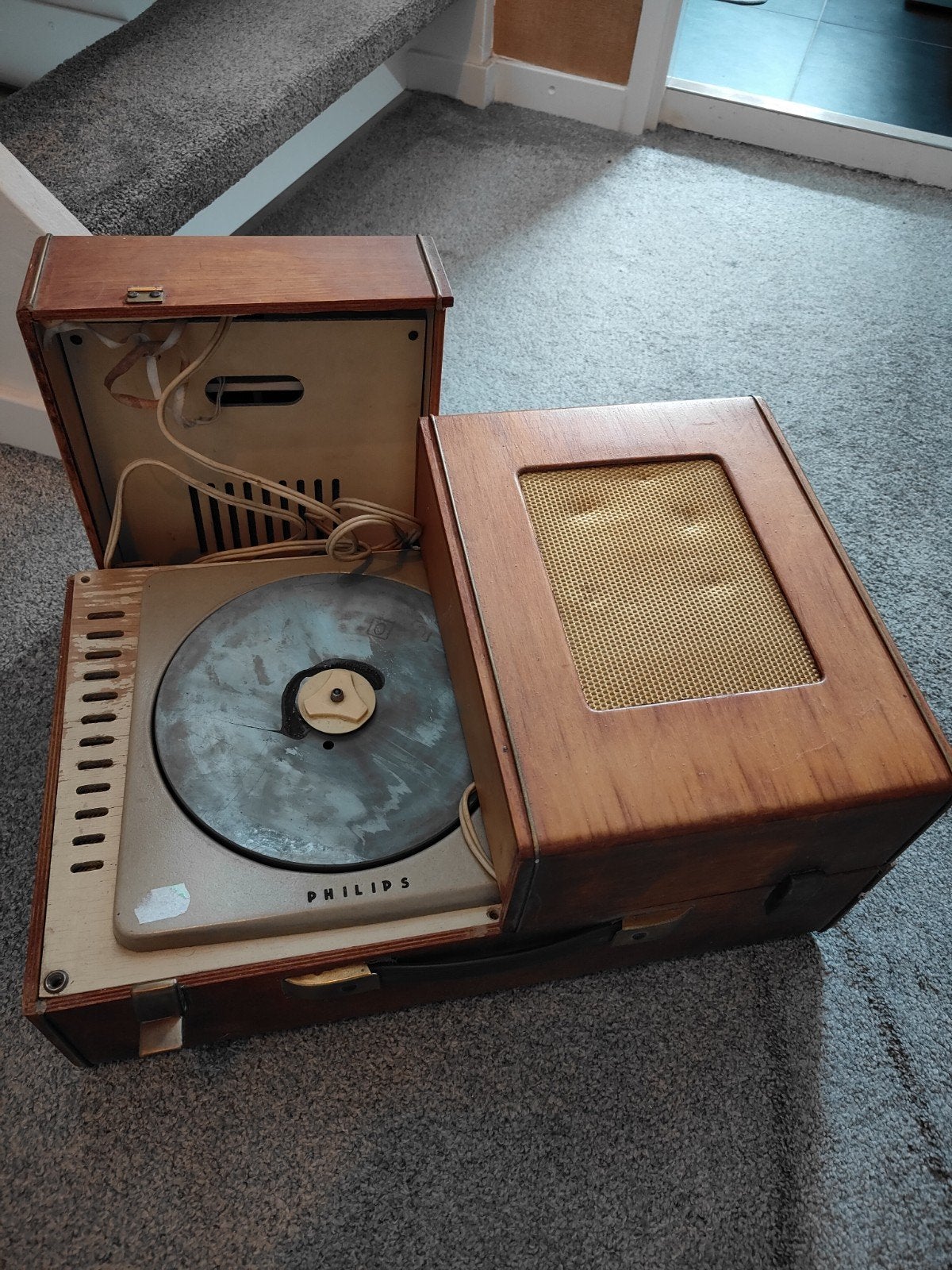 Vintage Philips Platenspeler - Draagbaar Model