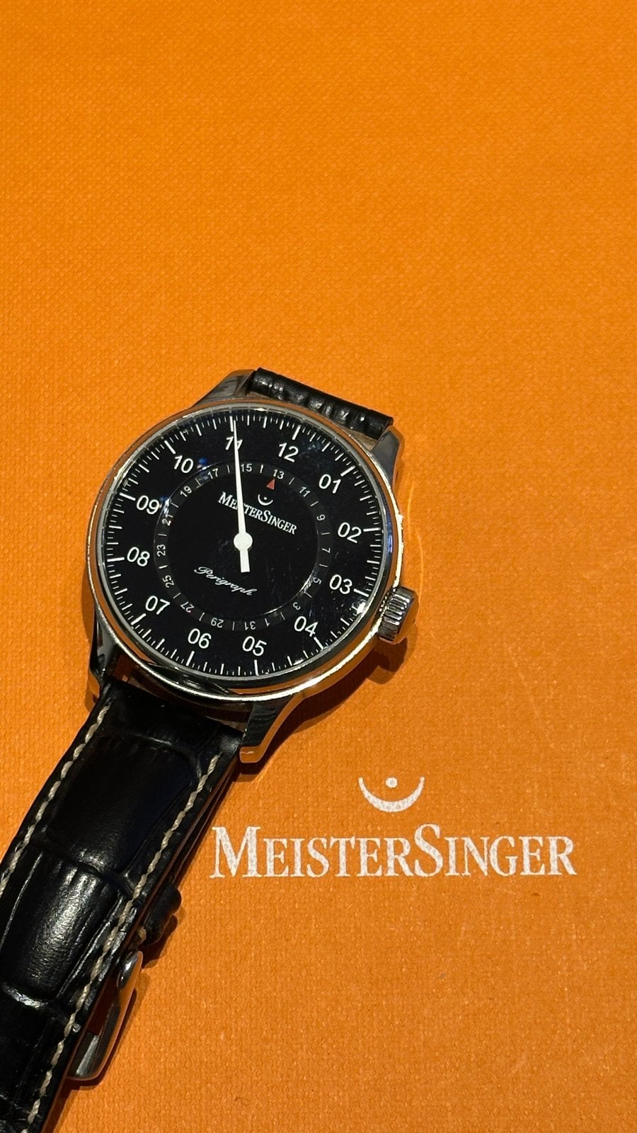 MeisterSinger Perigraph Polshorloge - Zo goed als nieuw, Overige merken, Leer, Staal, Verzenden