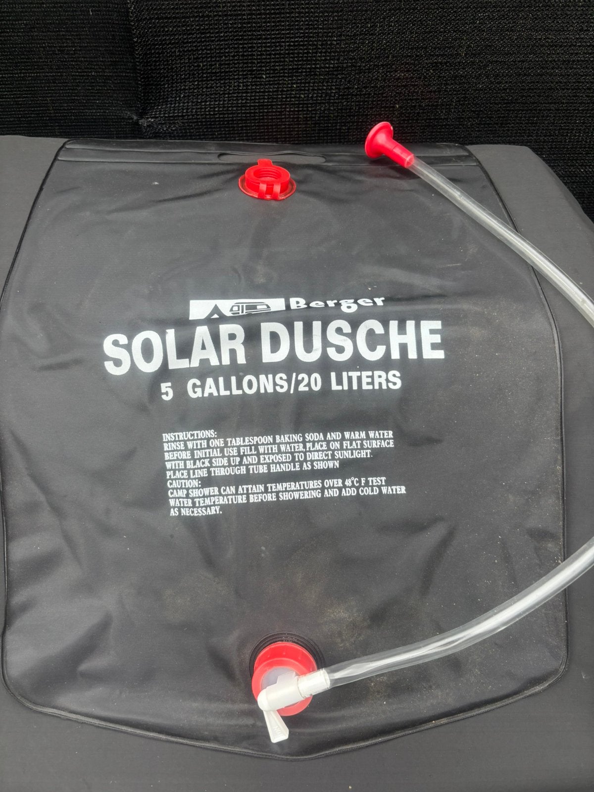 Solar douche 20 liter zgan, Caravans en Kamperen, Ophalen of Verzenden, Zo goed als nieuw