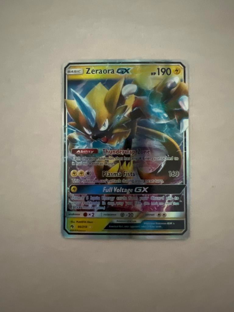 Zeraora GX Pokémon Kaart - Basic HP 190, Ophalen of Verzenden, Zo goed als nieuw, Losse kaart