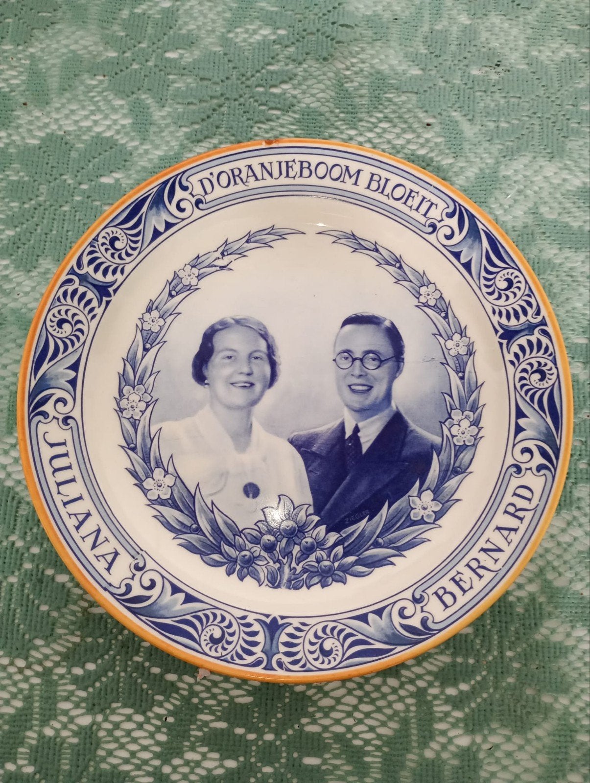 Delfts Blauw bord Juliana & Bernard 'D'Oranjeboom Bloeit', Ophalen of Verzenden