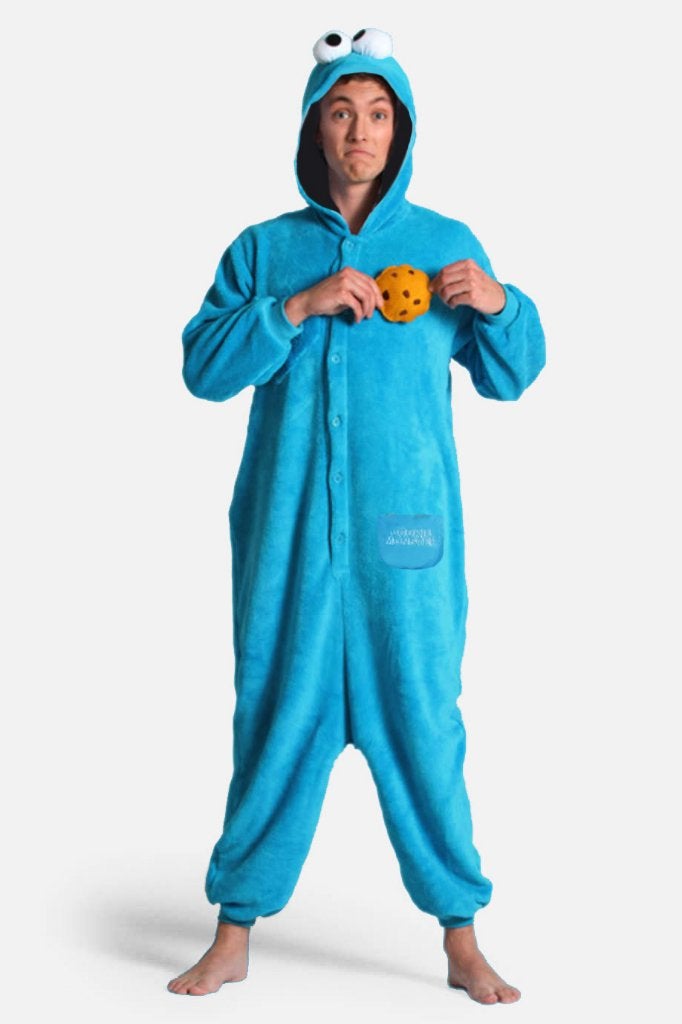 Koekiemonster onesie 128-134 Pak Kostuum Blauw *defect, Ophalen of Verzenden, Zo goed als nieuw, 122 t/m 128, Jongen of Meisje