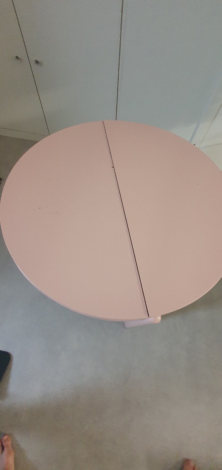 Roze ronde theetafel met 2 planken, Ophalen, Gebruikt, 50 tot 100 cm, Rond