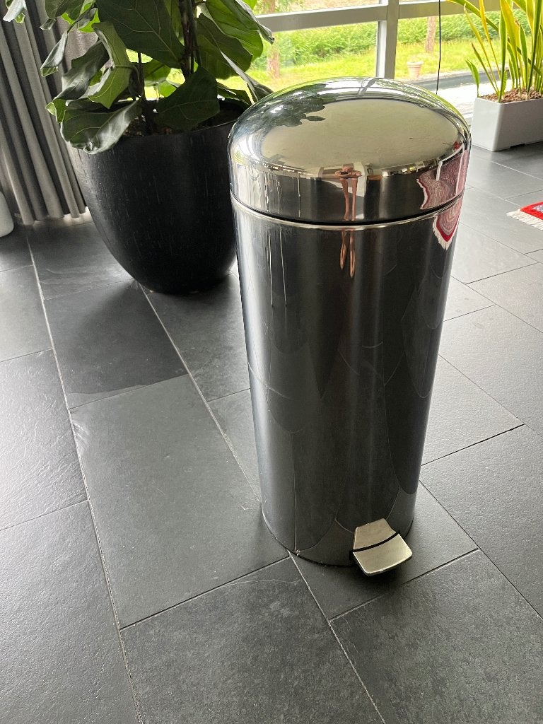 slanke Brabantia chroom pedaalemmer, 50 – 75, Gebruikt, Met pedaal, Ophalen of Verzenden