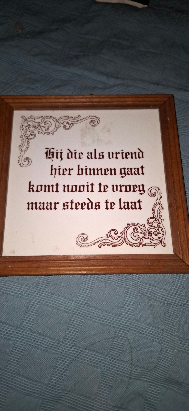 Tegel met spreuk 13 stuks vintage, Ophalen