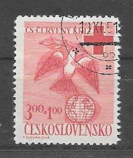 Tsjechoslowakije 1949  Rode Kruis, Verzenden, Overige landen, Gestempeld