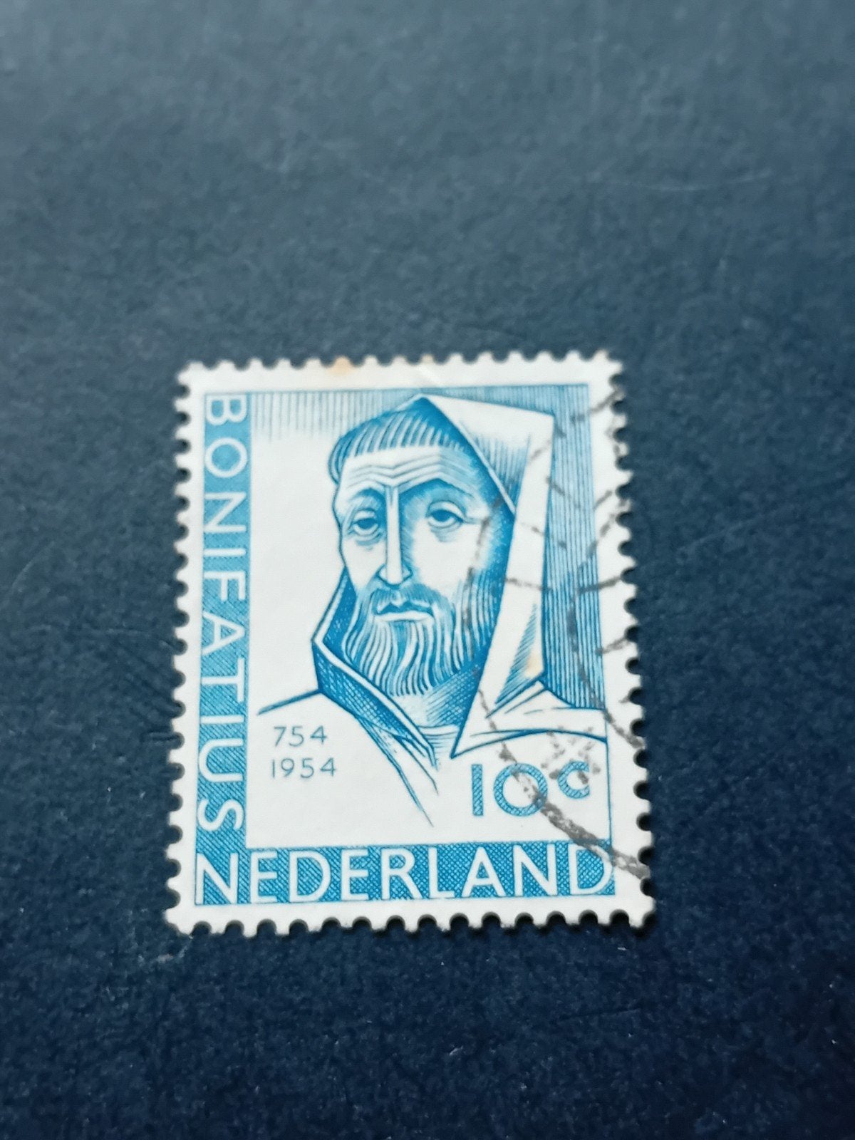 Nederland postzegel Bonifatius 10c 1954, Ophalen of Verzenden, Na 1940, Gestempeld