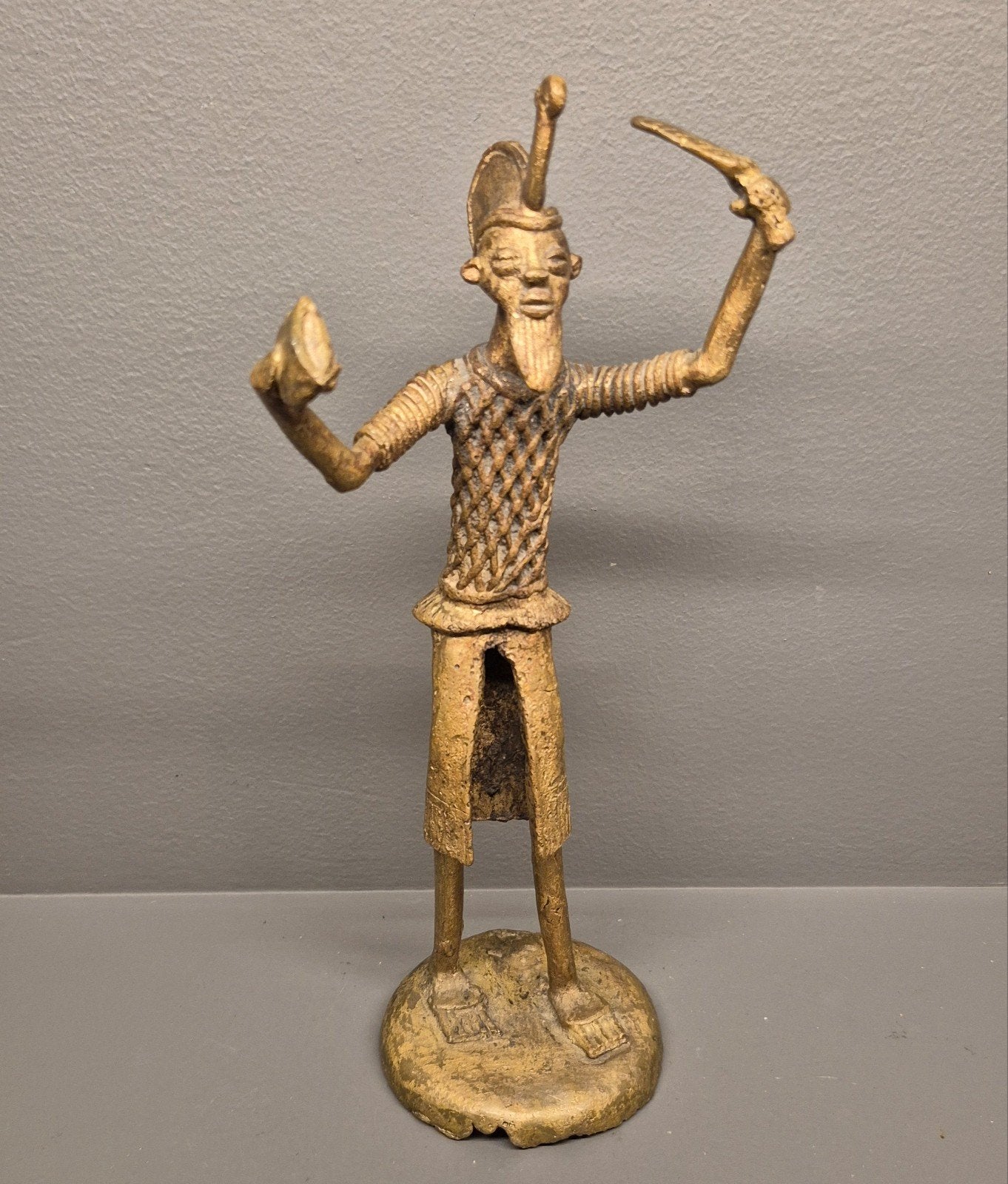 Bronzen Afrikaans Beeld - 25 CM, Ophalen of Verzenden, Brons, 20 - 50 cm, Goud