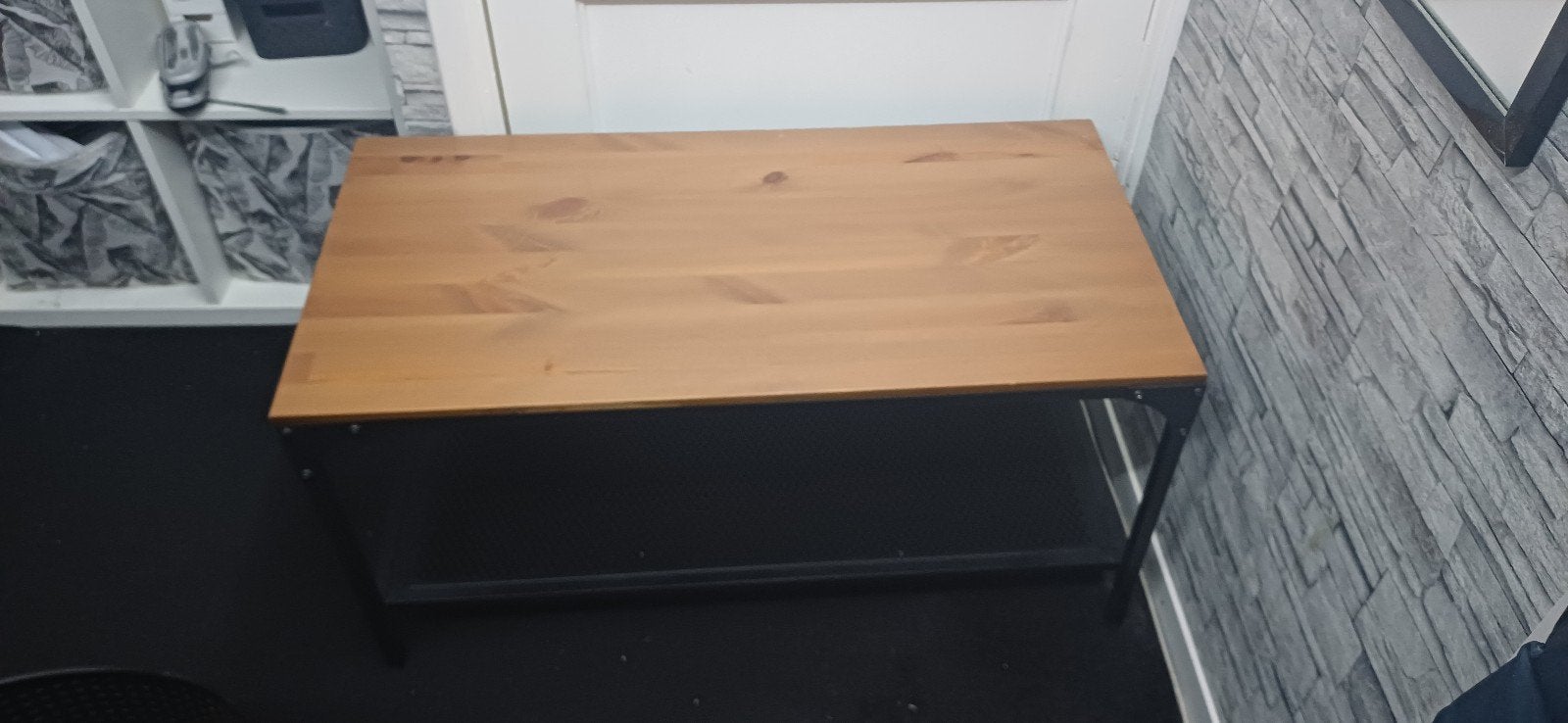 Salontafel/schoenenrek donkerhoud, Ophalen, 50 tot 100 cm, Donker, Eikenhout