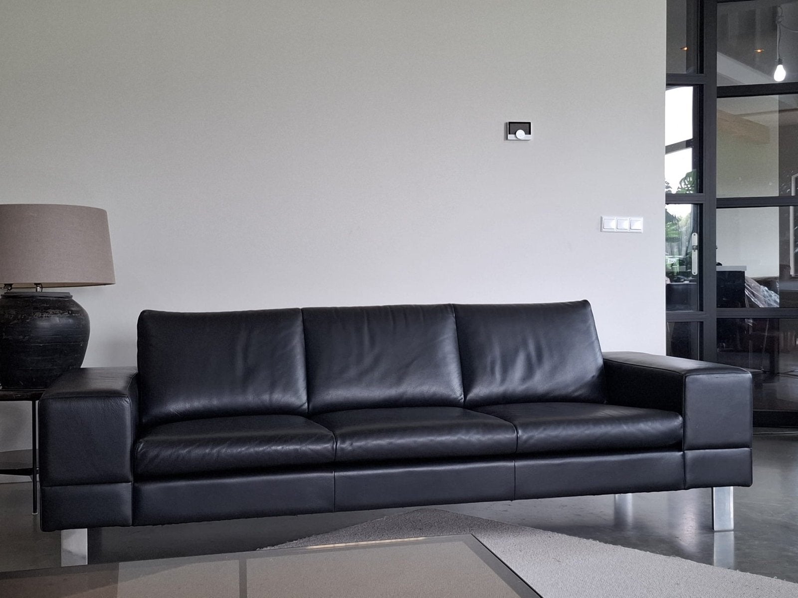 Leolux Antipode bank zwart leer - 235 cm - zeer nette staat, Huis en Inrichting, X, Driepersoons, Ophalen of Verzenden, Zo goed als nieuw