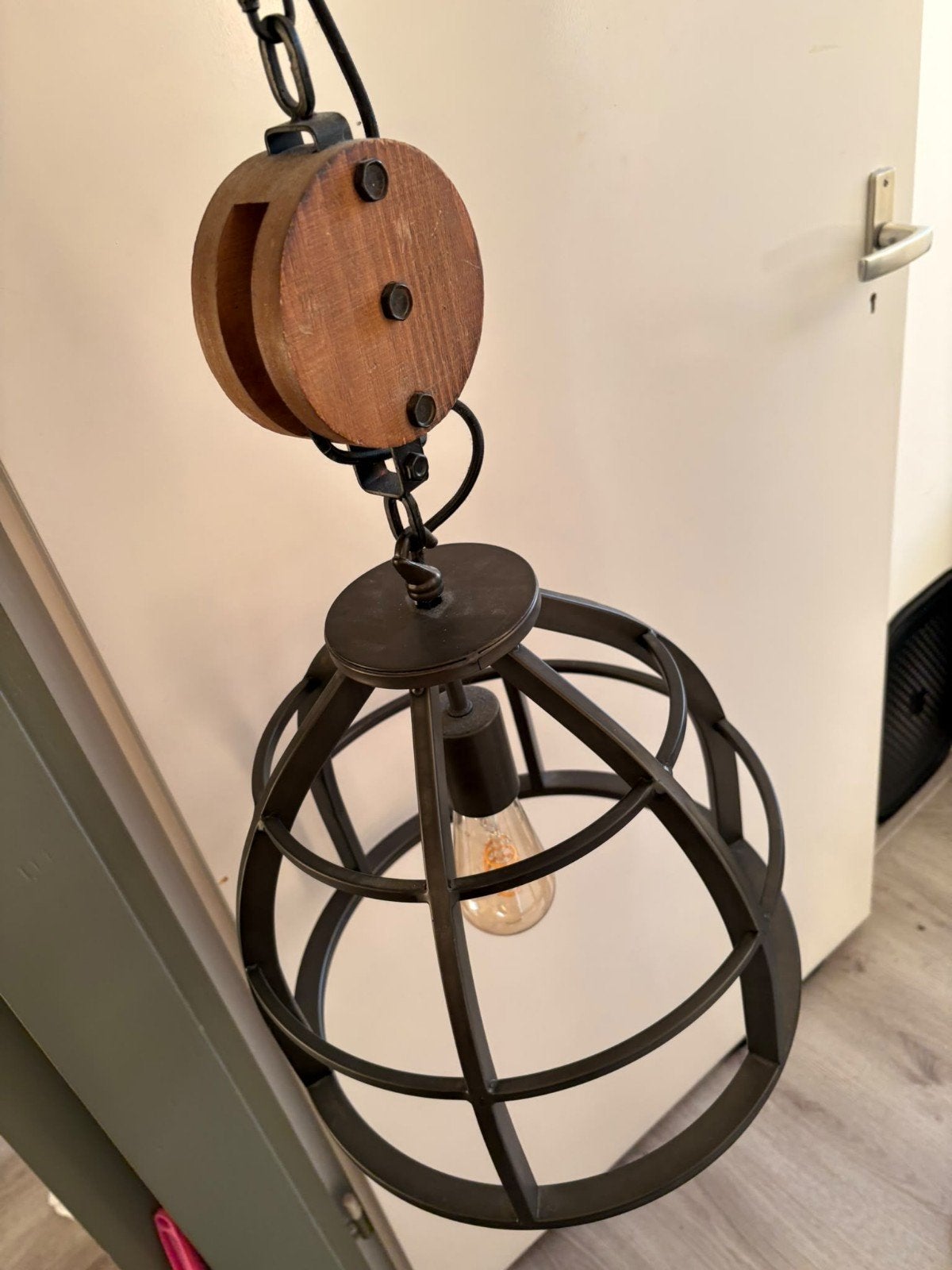 Chericoni Hanglamp met Katrol - Industrieel Design, Ophalen, E27 (groot), Zo goed als nieuw, Industrieel