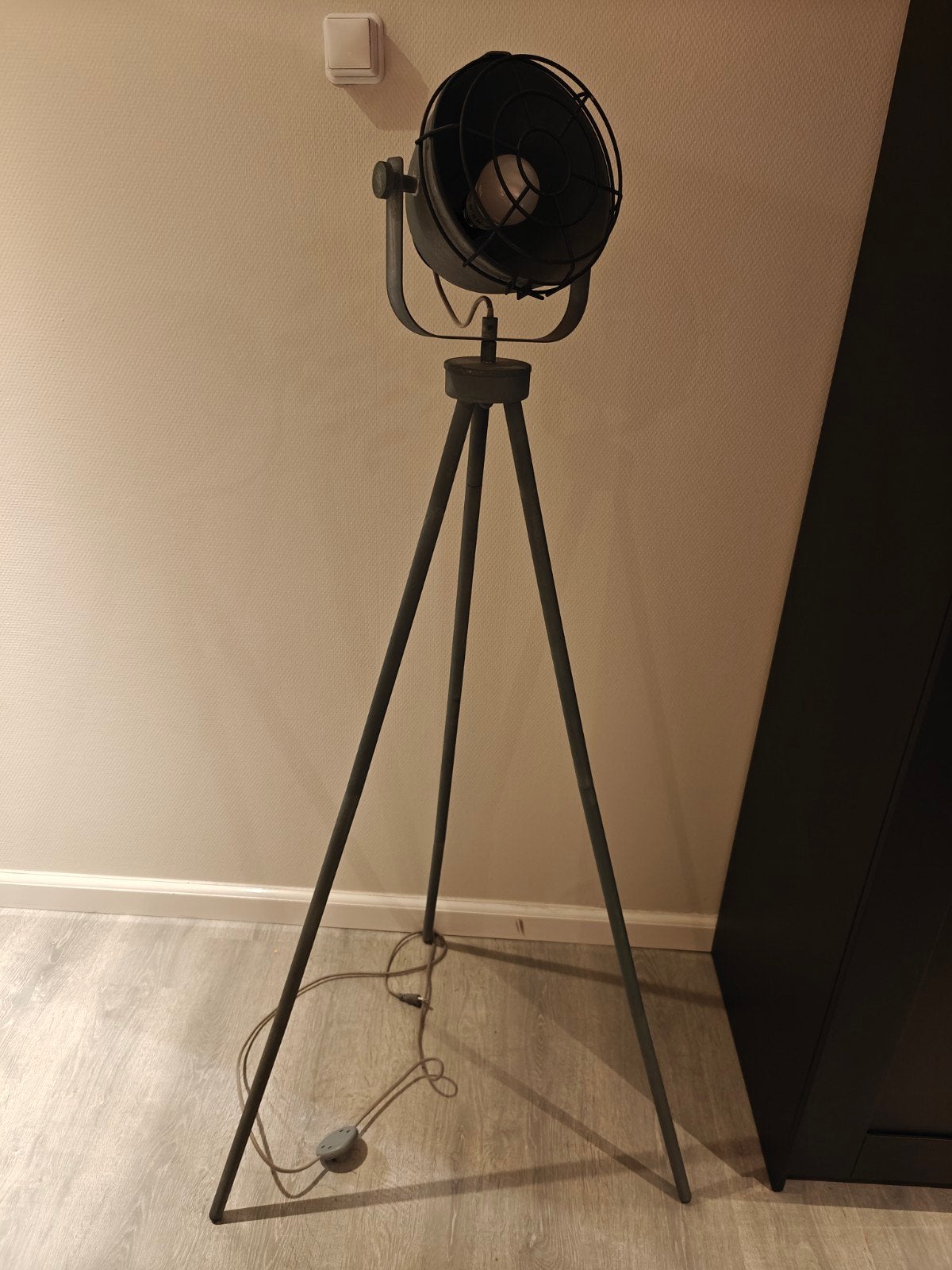 Stoere industriële vloerlamp op statief, Ophalen, E27 (groot), Zo goed als nieuw, Metaal