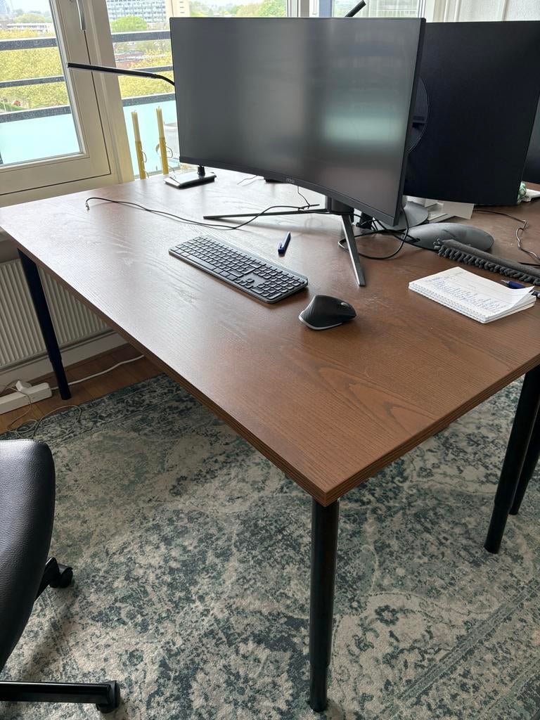 IKEA in hoogte verstelbaar bureau, Ophalen, Zit-sta bureau, Gebruikt, Spaanplaat of MDF