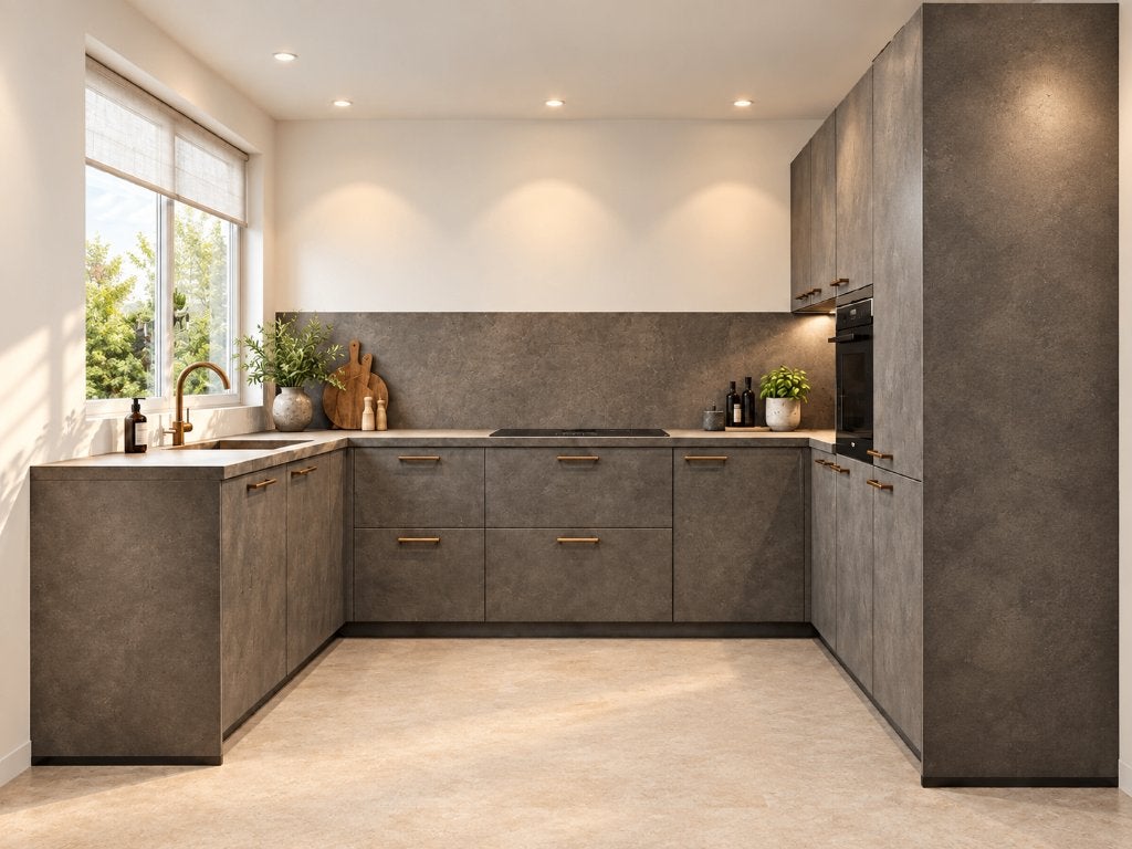 HU18 Designkeuken Beton Terra Grijs | BORA Inductie, Ophalen, Waldstraße 53-57, 33415 Verl  Duitsland, Overige typen, Nobilia-Werke J. Stickling GmbH & Co. KG