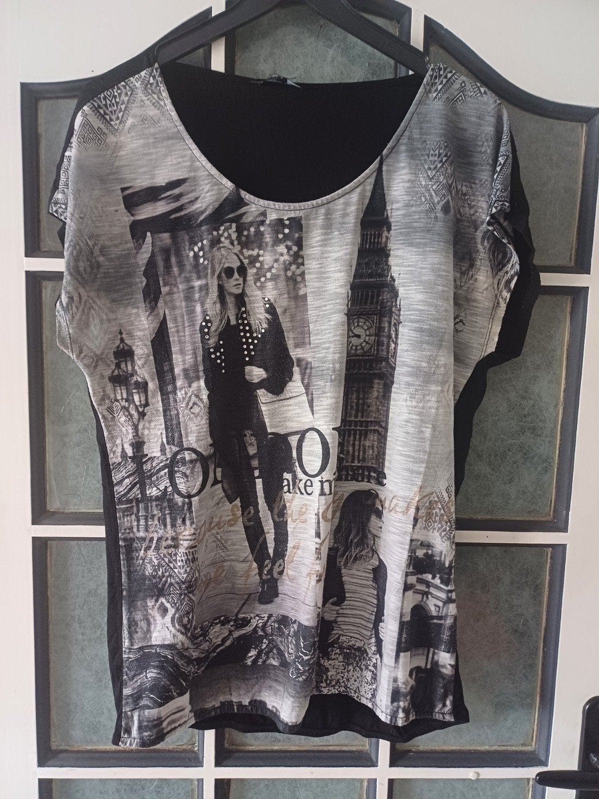 Zwart / grijze top / shirt, maat L, Zwart, Maat 42/44 (L), Ophalen of Verzenden, Zo goed als nieuw
