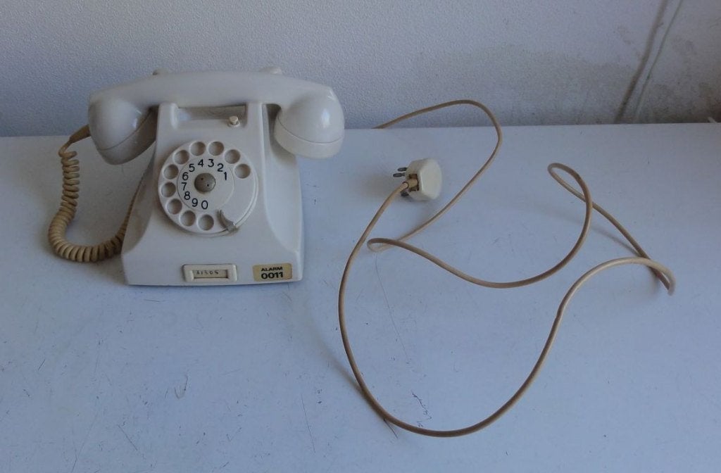Telefoon PTT Ericsson antiek met draaischijf, bakeliet wit, Ophalen of Verzenden
