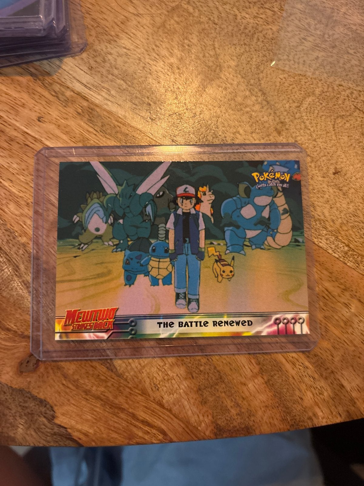 Pokémon Mewtwo Strikes Back Topps kaart - The Battle Renewed, Ophalen of Verzenden, Zo goed als nieuw, Losse kaart