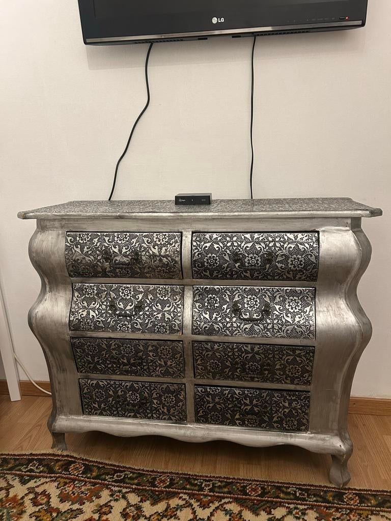 Barok commode met 8 laden - Xenos, Huis en Inrichting, Kasten | Ladekasten, Gebruikt, 100 tot 150 cm, 25 tot 50 cm, Metaal, 5 laden of meer