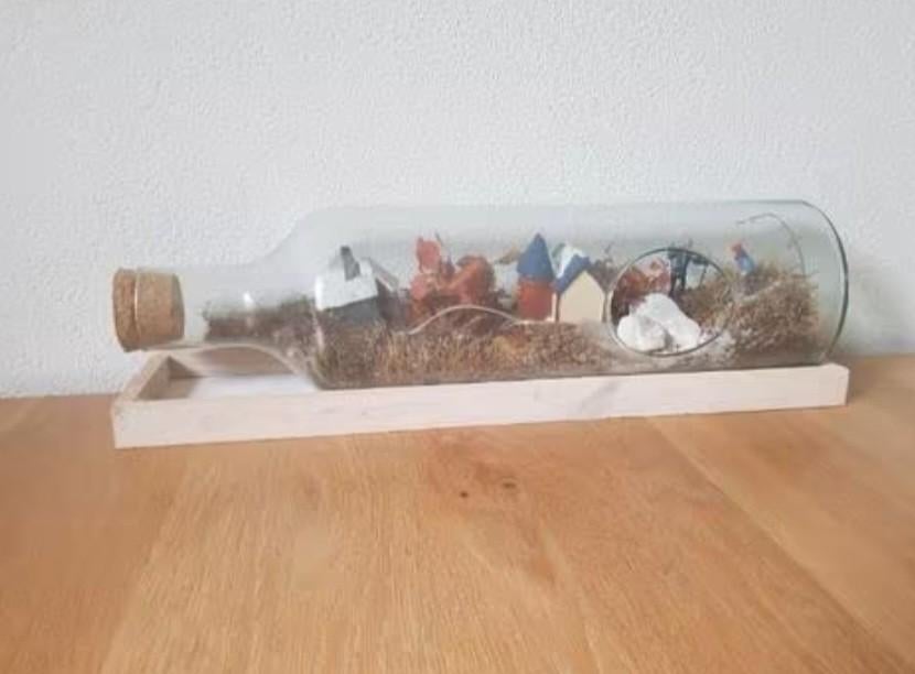 Flessentuin met winterdorpje, Ophalen of Verzenden, Gebruikt