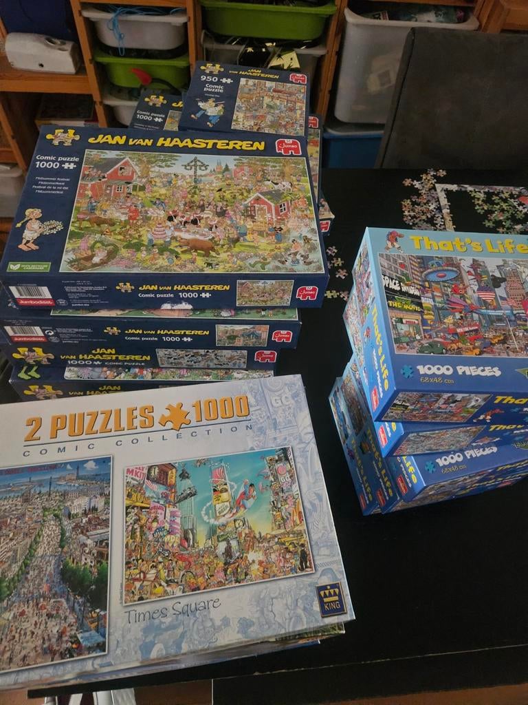 Heel veel Jan van Haasteren puzzels, Ophalen, 500 t/m 1500 stukjes, Gebruikt, Legpuzzel