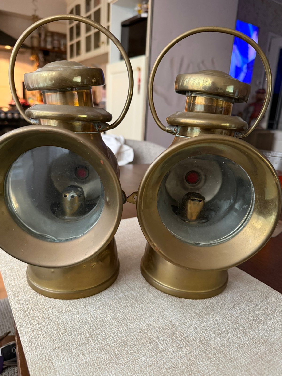 2 x Antieke Jos. Lucas Ltd Birmingham messing autolamp L726, Ophalen of Verzenden