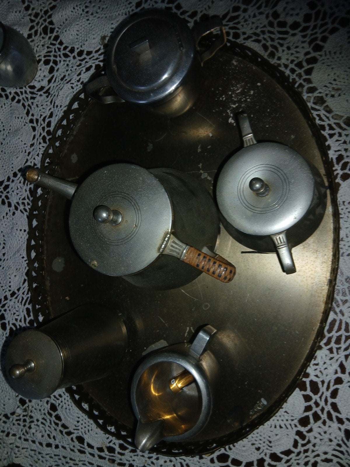 Vintage KDM Holland Tinnen Theeservies op Dienblad, Ophalen of Verzenden