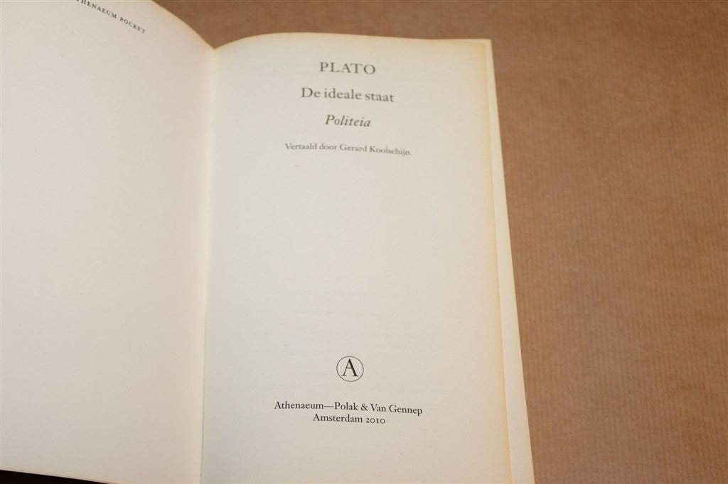 De Ideale Staat — Plato, Politeia Vertaald door Koolschijn, Ophalen of Verzenden, Gelezen