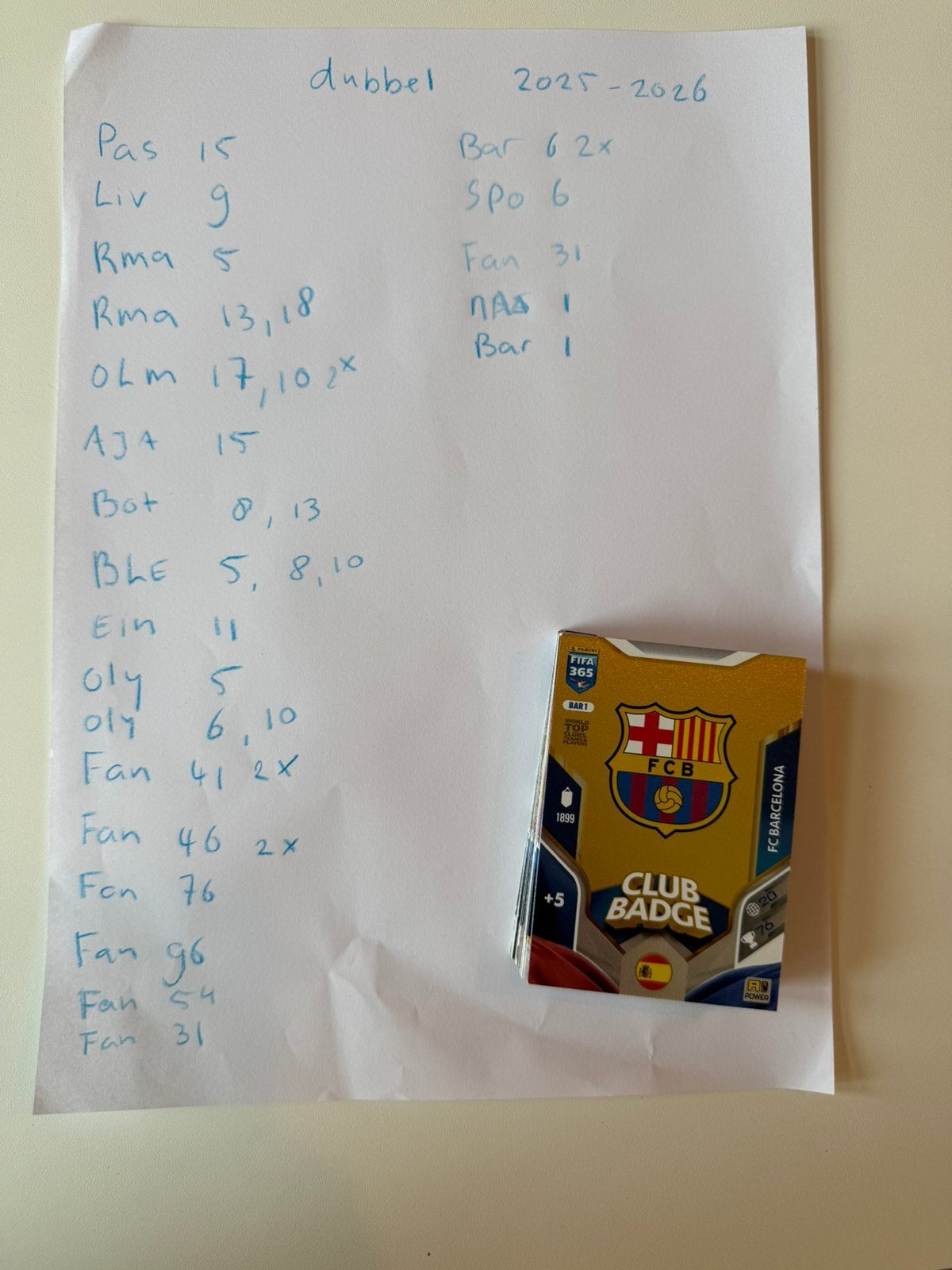 Panini Fifa 365 2025/26 kaarten, Ophalen, Winkel, Super of Benzinepomp, Volle spaarkaart