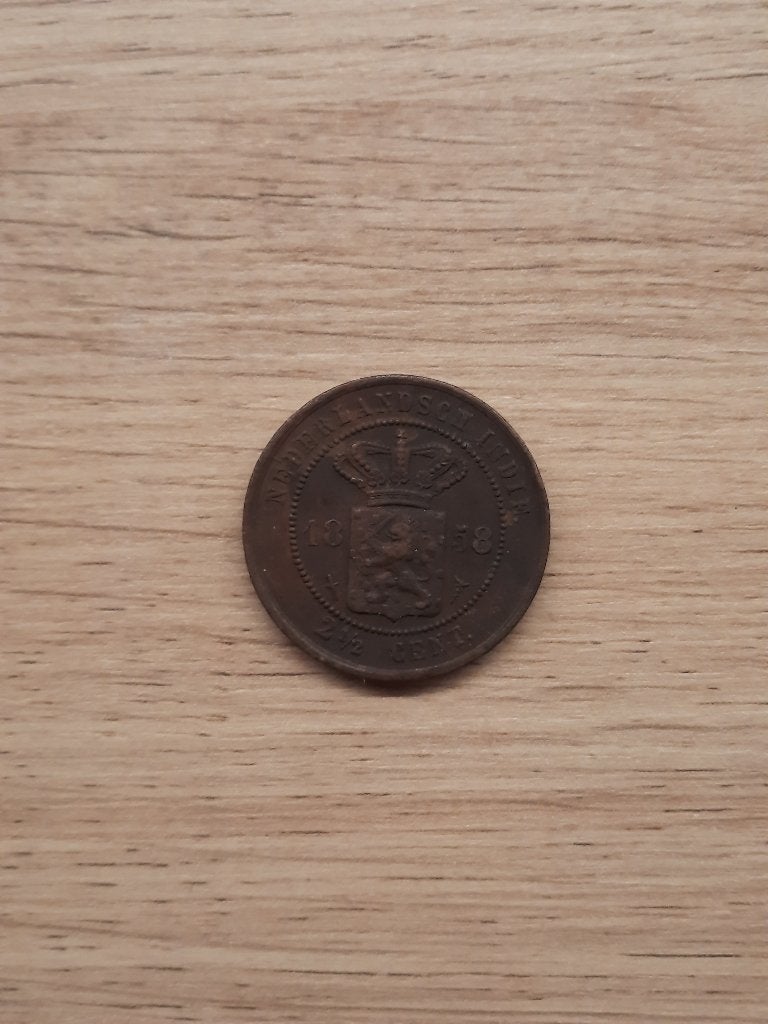 2,5 cent 1858 Nederlandsch Indië, Postzegels en Munten, Munten | Nederland, Verzenden, Koning Willem III, Overige waardes, Losse munt