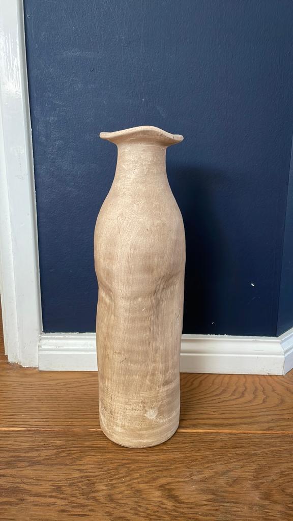 Decoratieve Aardewerk Vaas - Beige/Crème, Ophalen, Zo goed als nieuw, Overige kleuren