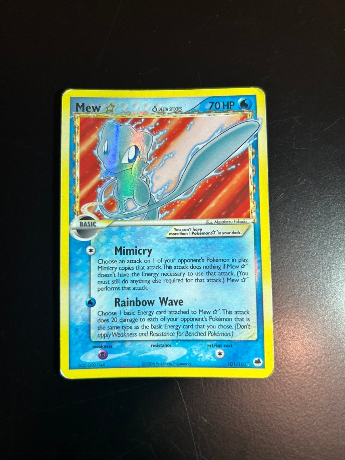Pokémon Mew Gold Star 101/101 – EX Dragon Frontiers 2006, Ophalen, Gebruikt, Losse kaart, Foil
