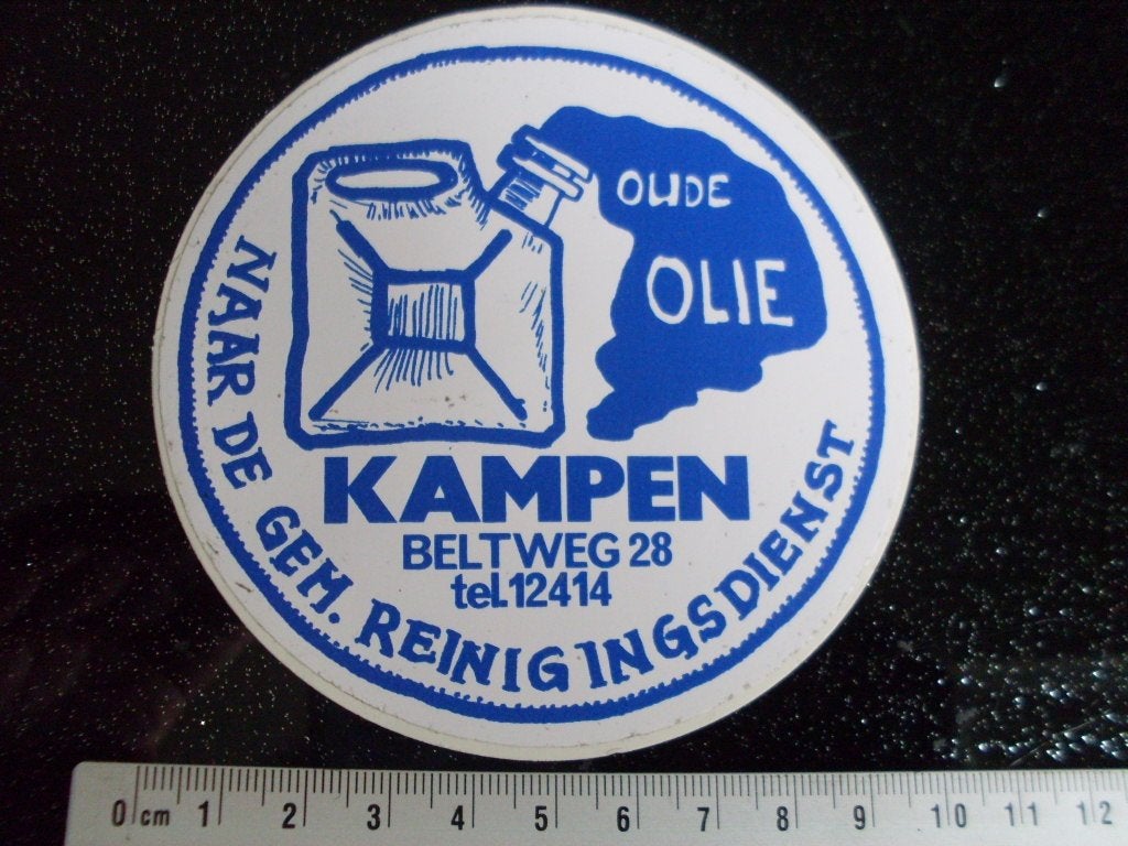 sticker oude olie naar de gem reinigingsdienst kampen, Verzenden, Zo goed als nieuw, Bedrijf of Vereniging