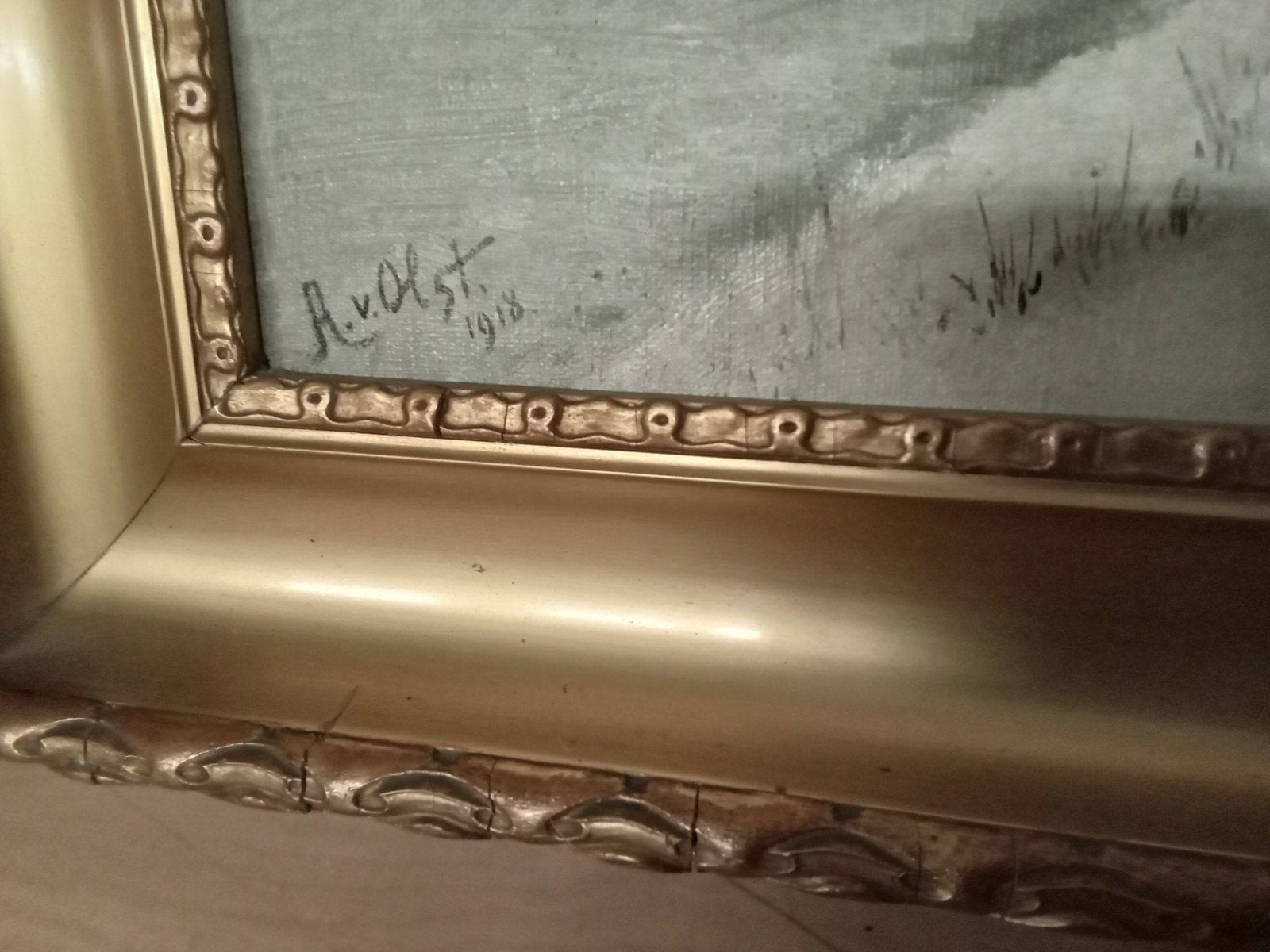 Schilderij van A van Olst 1918, Antiek en Kunst, Ophalen of Verzenden