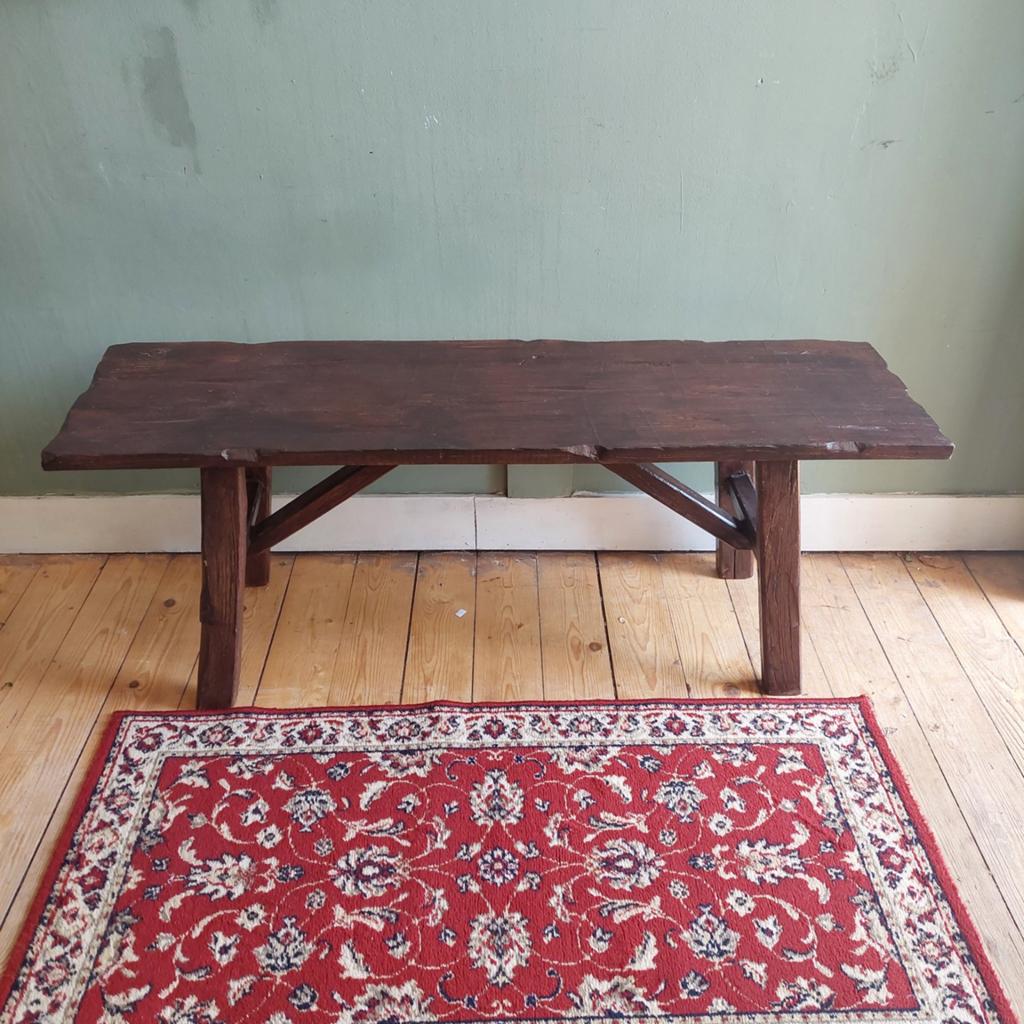 Lucky Vintage gebeitst houten teak bankje, Huis en Inrichting, Krukjes, Ophalen, Onbekend, Nieuw, Onbekend