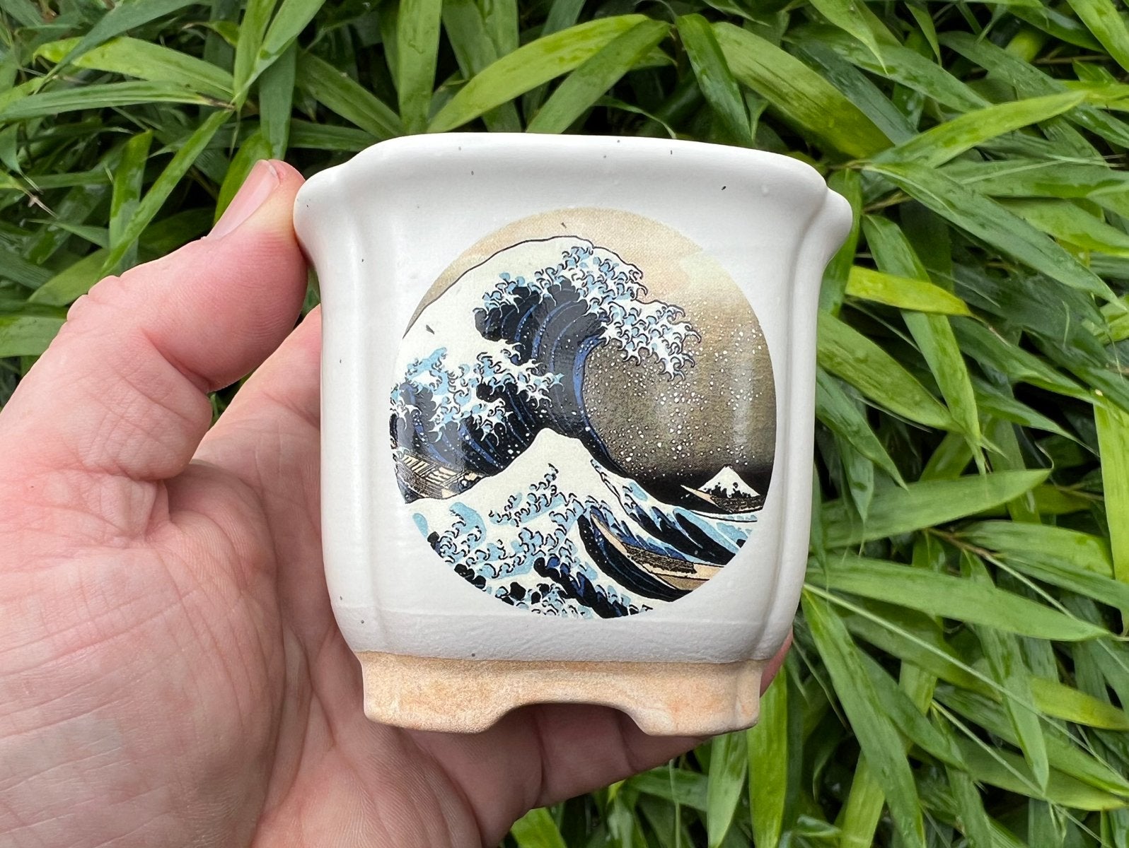 Bonsai pot Hokusai's beroemde Grote Golf van Kanagawa, Vierkant, Nieuw, Ophalen of Verzenden, Aardewerk