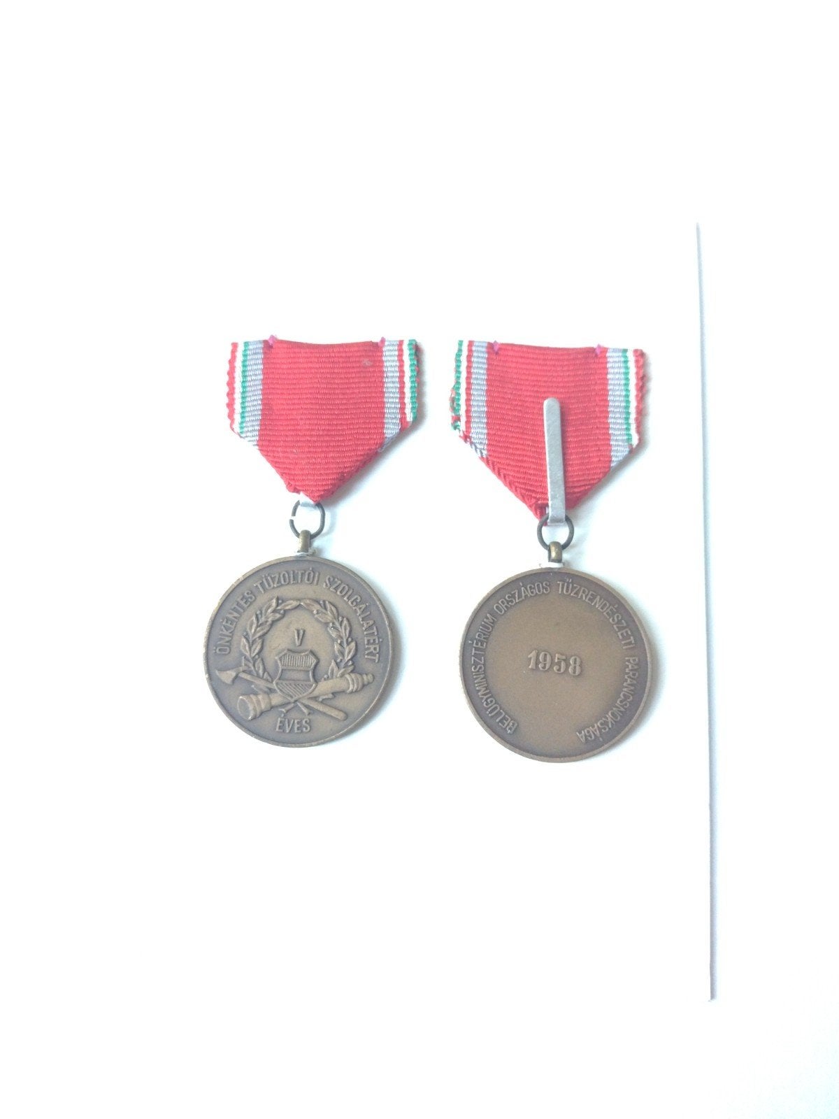 Brandweer Hongarije medaille vrijwilligers 2x, Ophalen of Verzenden