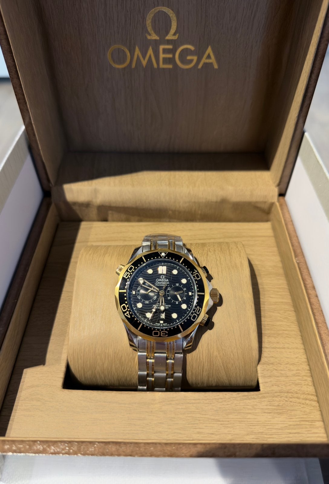 Omega Seamaster Diver 300M Chronograaf Staal/Goud, Sieraden, Tassen en Uiterlijk, Horloges | Heren, Staal, Polshorloge, Ophalen of Verzenden