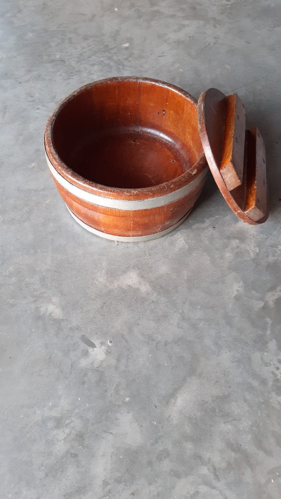 Vintage houten kaasvat met deksel, Ophalen