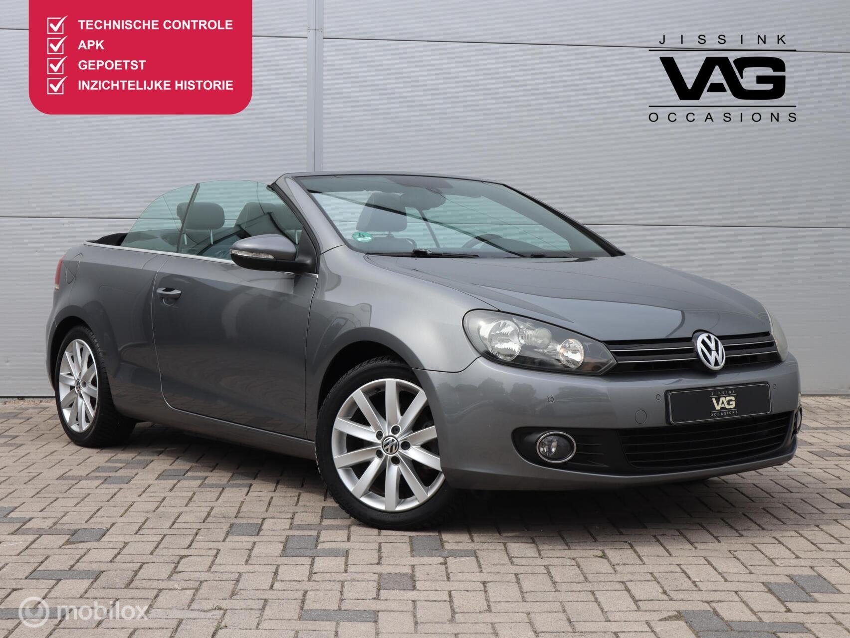 Volkswagen Golf Cabrio 1.2 TSI Leer Navi LED Cruise Clima, Auto's, Voorwielaandrijving, Euro 5, Zwart, 4 cilinders